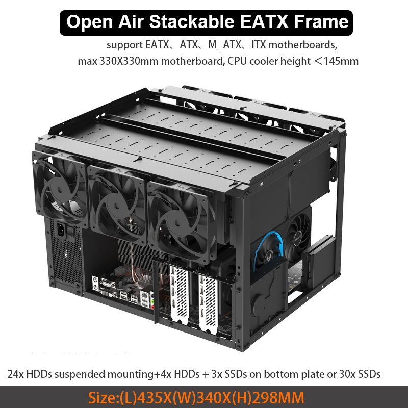 Retro Gaming Pc Case - STACKABLE 28 HDD เปิดกรอบ Mining กรณีคอมพิวเตอร์