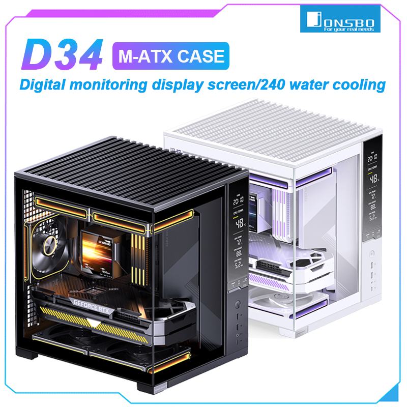 Retro Gaming Pc Case - เคสคอมพิวเตอร์ JONSBO D34 M-ATX กระจกนิรภัยแบบ Sea
